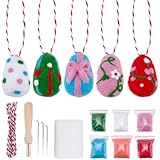 FREEBLOSS 5 Set Nadelfilz Set DIY Ostereier Ornamente Bastelprojekt Filz Set Für Anfänger Hängende Eier Ornamente Für Baumdekoration Heimparty