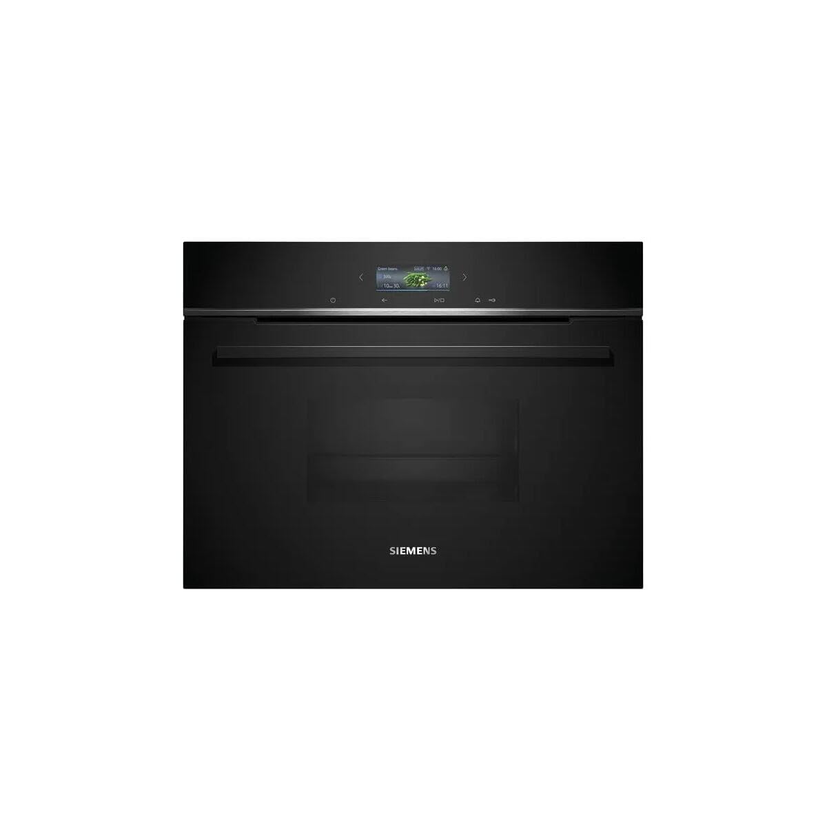 Siemens CD714GXB1, Smarter iQ700, pentola a vapore da incasso, 60 x 45 cm, serbatoio dell'acqua da 1,3 l, nero, cottura a vapore, rigenerazione con vapore, display a colori, cookControl programmi