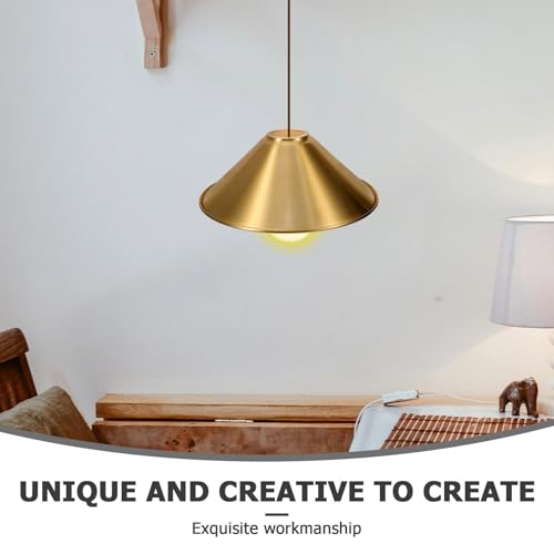 ARTIBETTER Protetor de lâmpada de metal vintage industrial dourado, suporte de teto de cone de ferro