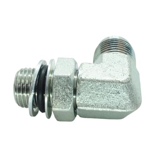 Image of 1 Piece Hydraulic Fitting 1 /2 Male JIC (3 /4 inch-16) X M16 x 1.5 Male Metric 90 Degree Elbow Adapter