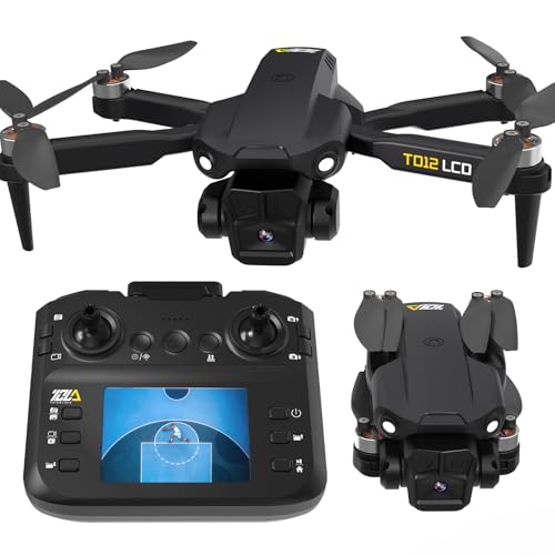 Toladrone Drohne mit Kamera, Drohnen für Erwachsene und Anfänger, LCD-Bildschirm Fernbedienung mit Echtzeitübertragung, Headless-Modus, Bürstenloser Motor, Faltbarer Quadcopter, TD12LCD Drohne