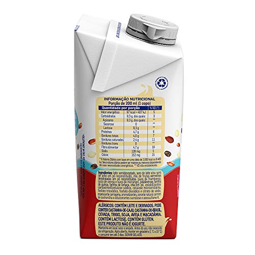 Bebida Láctea Quinoa Linhaça E Chia Sabor Frutas Vermelhas Zero Açúcar Piracanjuba 500Ml