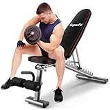 Goplus Adjustable Weight Bench, 660 LBS Heavy Duty Commercial Grade Fitness Bench w/ 2 Transport Wheels, Home Gym Full Body Workout Bench for Strength Training, Bench Press & Sit-up, Black
