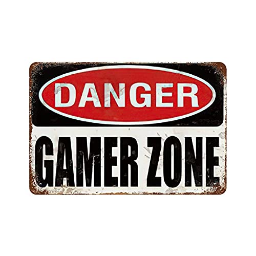 Gearsly Cartel de metal para decoración de la pared de Danger Gamer Zone Cover