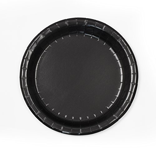 Concept Party Products 48 Count Coated Paper Dessert Plates, Black