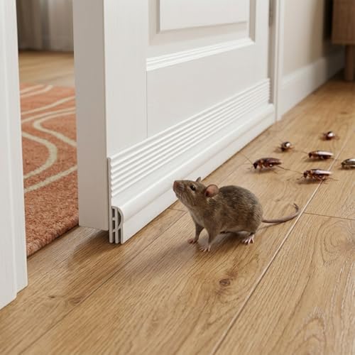 Image of HASTHIP 79inch Silicone Door Bottom /Under Gap Filler Rubber Sealing Strip - Weather Stripping with Self Adhesive Backing for Cockroach, Insect and Bugs, Seal Air & Dust