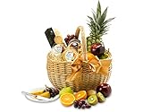 Luxury Snack Hamper in Handmade Basket - Fruit, Cheese and Biscuits Gift Basket with Oranges, Grapes, Cheddar, Brie - Savoury Snack Gifts, from Regency Hampers