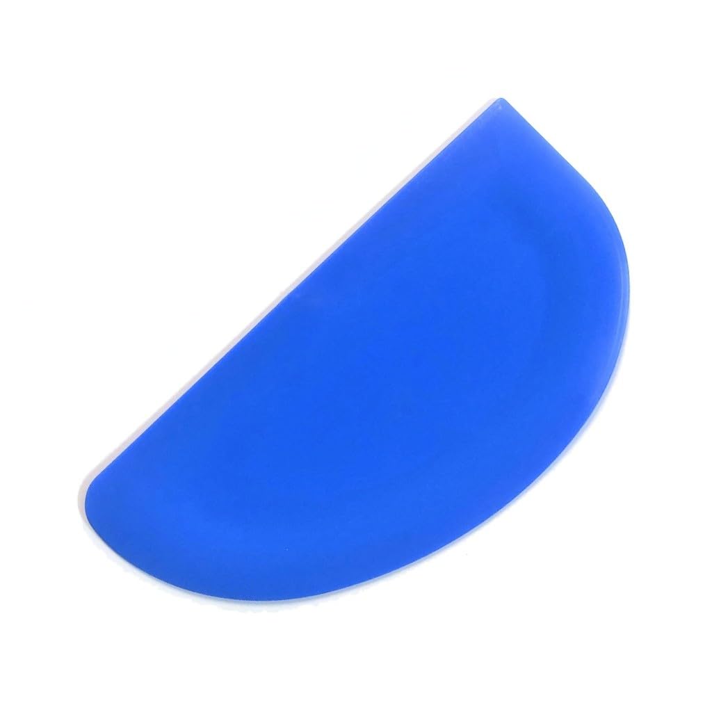 Linic Blue Plastic Flexible Bowl Scraper, Semi Curved, Pizza Dough, Meat, Pastry, Cake Making. Uk Made. (S7325) Free Uk Postage