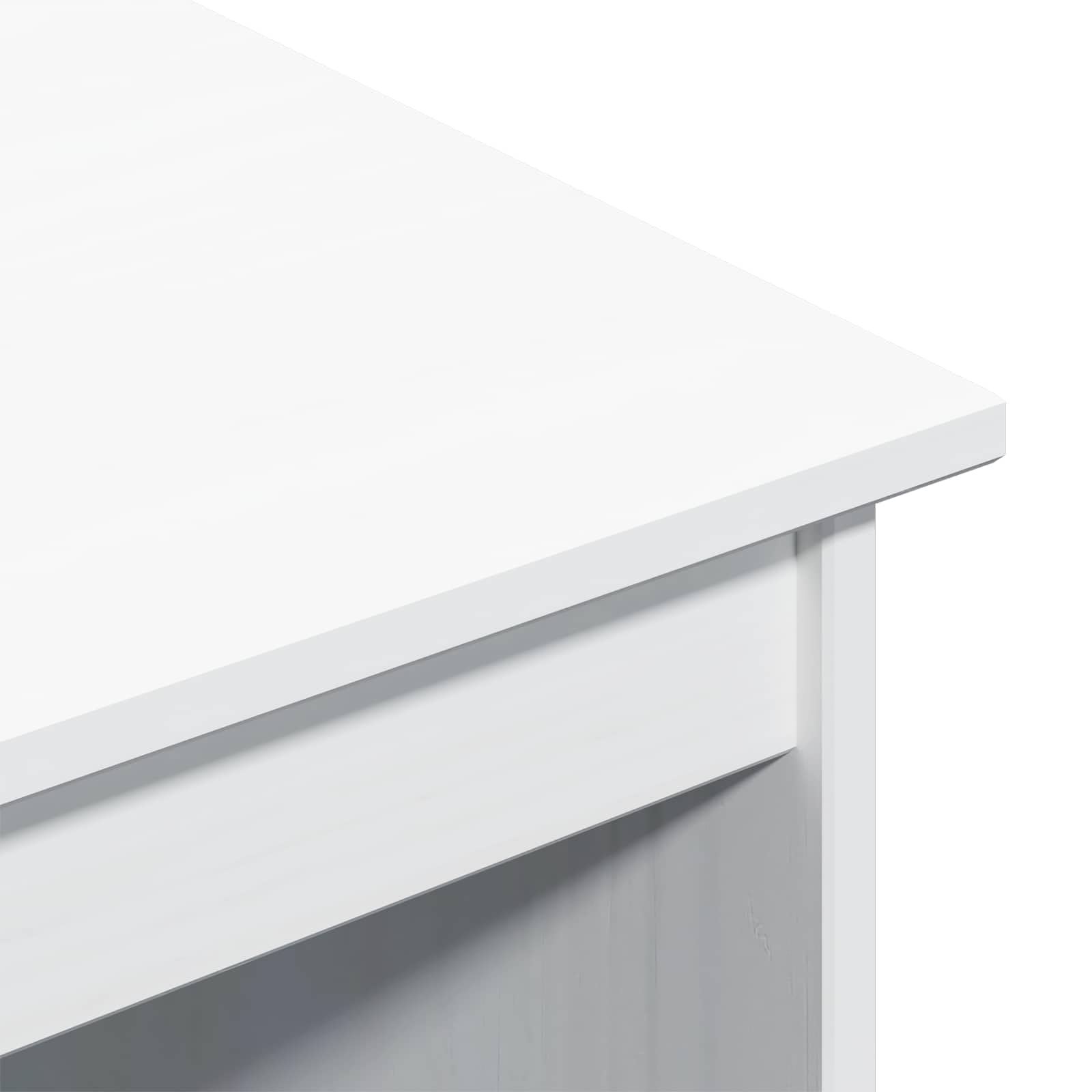 Białe biurko 112 x 50 x 75 cm z litego drewna sosnowego do domowego biura, gabinetu, pokoju młodzieżowego i dziecięcego, z zarządzaniem kablami, półką na klawiaturę, regałem i szufladą