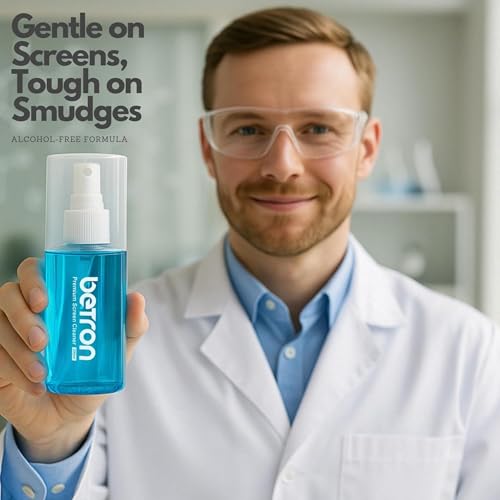 Betron Screen Cleaner Spray for LCD LED OLED TV, Smartphone, iPad, Laptop, Touchscreen, Computer Monitor, Cleaning Kit with Microfiber Wipes and Brush 200ml - Image 8