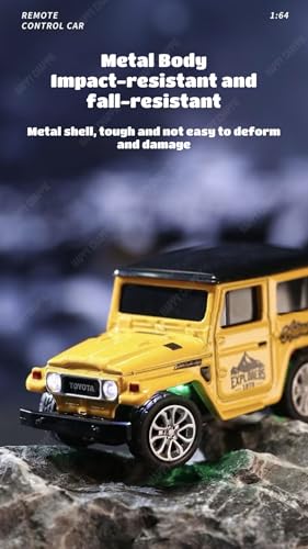 Image of Mini Die-Cast RC Car 1:64 Scale | High-Speed Desktop Remote Control Car with LED Headlights | 2.4GHz Mini Controller, 15m Range, Type-C Charging | Toy Car Model for Kids & Adults