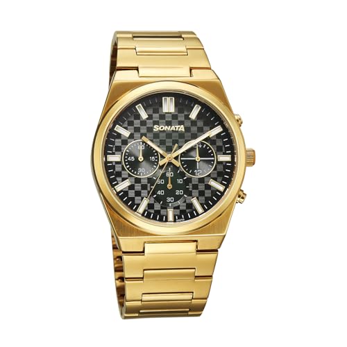 Image of Sonata Festive 2.0 Quartz Green Round Dial Men's Watch | Stainless Steel Strap Material | Watches for Men Analog - 77201YM01