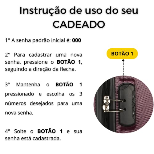 Conjunto de malas de viagem pequena e média 10kg e 23kg - Fibra Rígida