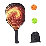 LOVIVER Juego de Raqueta de Pickleball de Madera, Borde de Paleta y Bolsa de Almacenamiento, Raqueta de Pickleball, Bolas de pepinillo para Todos los, 4 Piezas Naranja