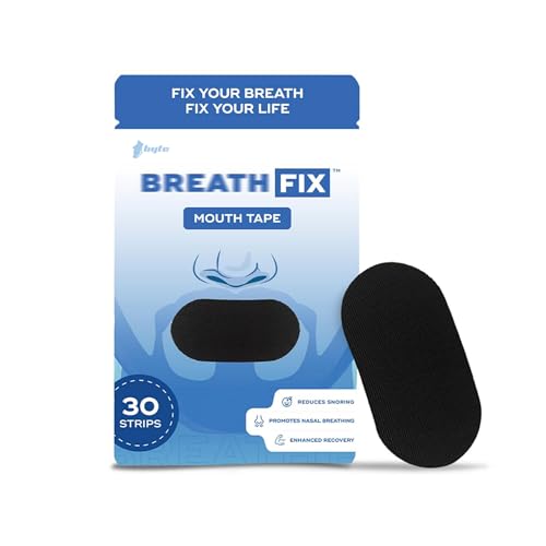 Image of BREATH FIX Mouth Tape for Sleeping, Black colour, Hypoallergenic Adhesive, By Byte, Comfortable Fit, CDSCO Approved, Pack of 30