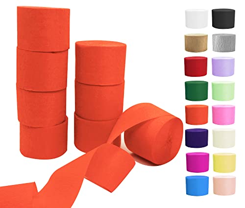 Image of Orange Crepe Paper Streamers 8 Rolls, Party Streamers for Birthday Wedding Baby Bridal Shower Decorations Halloween Christmas Craft Supplies (1.8 Inch x 82 Ft /Roll,656ft)