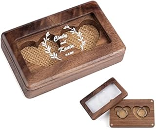 Lovejewellery Wedding Ring Box Personalised Wooden Ring Holder with Names Engraved Engagement Ring box for Jewellery the Proposal Box for Surprise Wedding Ceremony (DE-AS106407)