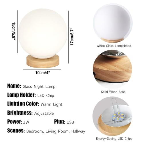 Lámpara de mesa para sala de estar con bola de cristal y base regulable 6