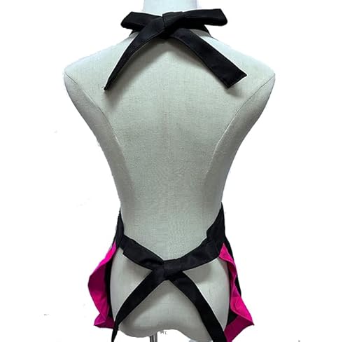 Viscal Cute Girls Bowknot Lady's Ruffles Outline Adjustable Apron Retro Heart Shape Lace Pockets Apron Kitchen Cooking Cleaning Maid Costume #TOP5