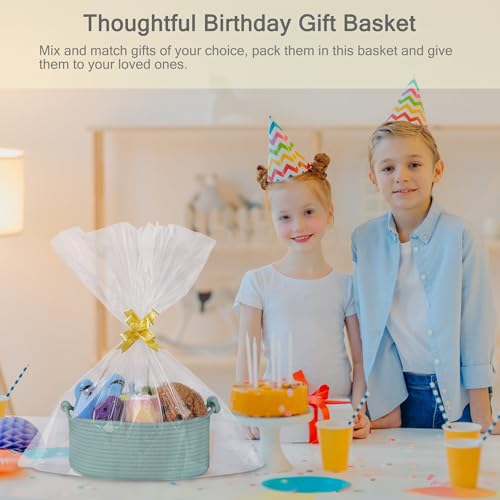 Image of Small Empty Gift Basket with Bag & Ribbons, Light Green