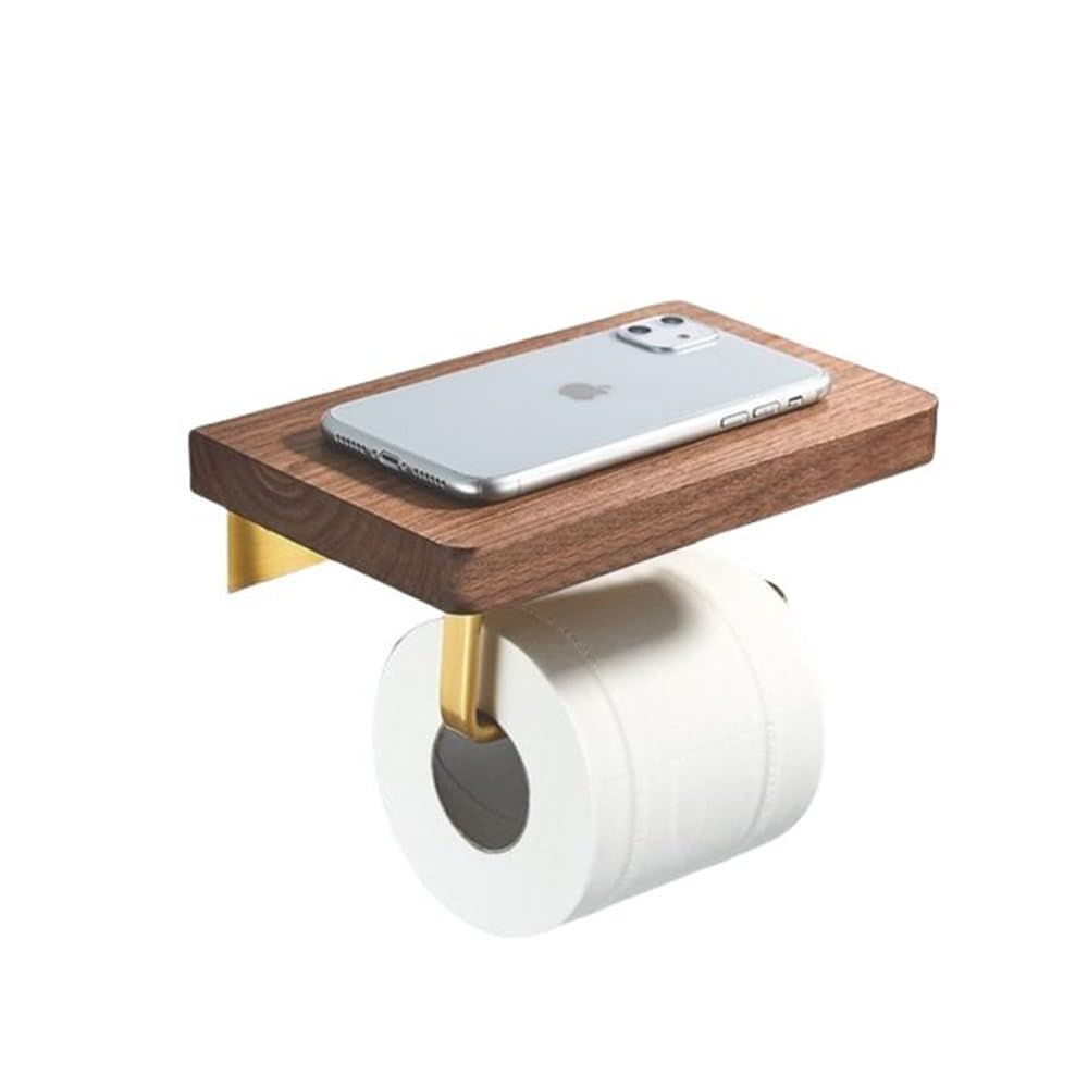 Étagère d'angle en bois et porte-brosse de toilette pour WC épuré