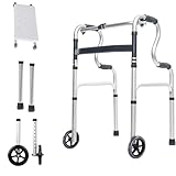 Vexorium Deambulatori Verticali, deambulatore Pieghevole con Ruote, deambulatore in Piedi, Portatile, Regolabile in Altezza, Lega di Alluminio,with Seat Plate