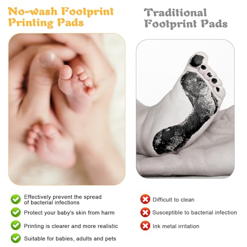Romon Baby Handabdruck und Fußabdruck Set, 3 Pcs Fußabdruck Baby,Geschenk zur Geburt, Abdruckset für Neugeborene 0-6 Monate, Set, Hund, Pfotenabdruck Katze, Clean Touch Stempelkissen (L)