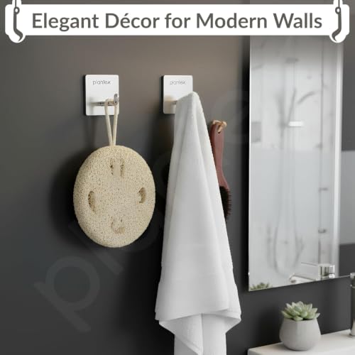 Image of Plantex Bath Towel Hook /Wall Hanging Hook /Self Adhesive Square Robe Hooks for Kitchen /Bathroom /Stylish Home Decor Items - Pack of 2 (Chrome)