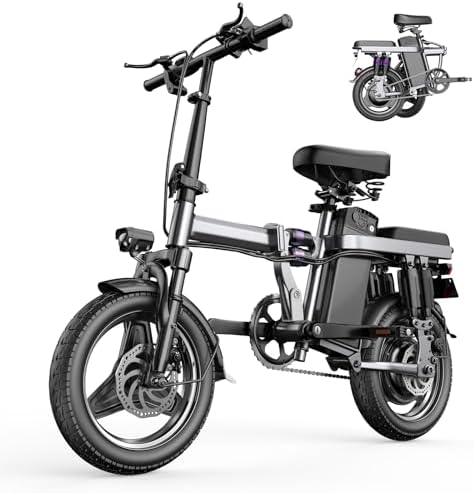Mini Folding Electric Bike, 14” Ebike with 22 MPH Max Speed & 30 Miles Long Range, Adult E-Bike 500W (Peak) Brushless Motor, 48V 15Ah Battery Dual Disc Brakes