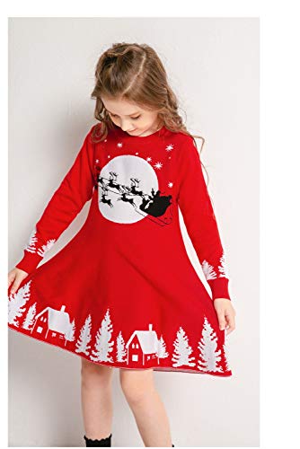 SMILING PINKER Girls Christmas Ugly Dress Reindeer Santa Warm Sweater Jumper2