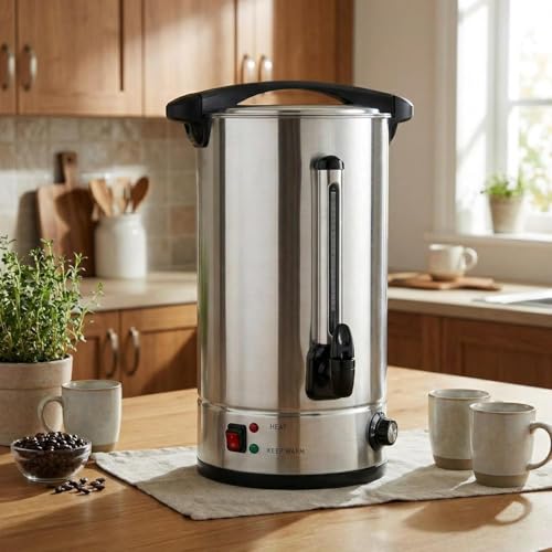 Image of 18 L /120 Cups Coffee Urn, Commerical Coffee Maker Hot Water Urn, Large Percolator Pot Dispenser With Double-Wall Stainless Steel, Quick Brew, Stays Hot for Tea & Beverage at Events & Catering(Silver)
