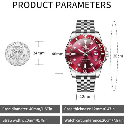 Image of OLEVS Watch for Men Stainless Steel Quartz Business Dress Diamond Large Dial Waterproof Mens Watches with Date Wrist Watch