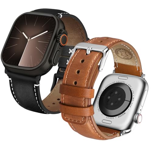 【Pelle Pieno Fiore & Traspirante】Realizzato in vera pelle pieno fiore certificata SGS che offre una sensazione di lusso distintiva, questo cinturino in pelle per Apple Watch 44mm presenta una fodera morbida e liscia che riduce al minimo l'attrito sulla pelle e aiuta a prevenire le irritazioni. Il suo materiale altamente traspirante assorbe efficacemente il sudore, garantendo comfort per tutto il giorno anche durante un uso prolungato