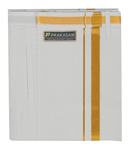 Image of PRAKASAM COTTON Men's Welcro pocket dhoti and Matching towel Set