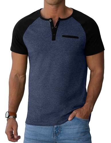 Image of Sailwind Men's Cotton Henley Short Sleeve Casual T-Shirts with Pocket