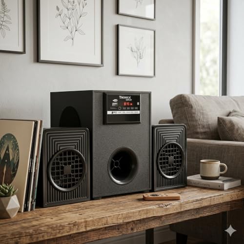 Image of Tronica Dhurandhar 30W 2.1 Bluetooth Home Theater System with Subwoofer, Multimedia Speakers for TV & PC, Supports USB /SD Card /FM /AUX, Includes Remote (Gunmetal Black)