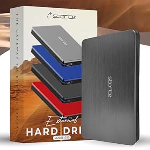 Storite Externe Festplatte, 1 TB, USB 3.0, leichte Datensicherungs- und Speicherfestplatte, tragbare Gaming-Festplatte, erweiterter Speicher, HDD für Spiele, Laptop, PC, Mac, Desktop (grau)