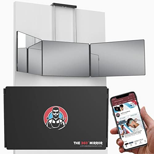 The 360 Mirror - Adjustable Telescoping Hooks - Self Haircut Mirror For Men - 3 Way Mirror For Hair Cutting - Mirror For Self Haircutting - Cut Your Own Hair Mirror - Self Cut Mirror #TOP1