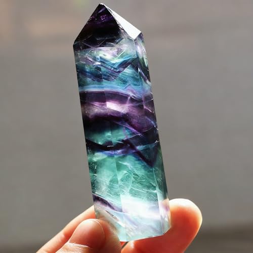 Colorful Striped Fluorite Crystal Wand - 4-7CM Hexagonal Healing Stone