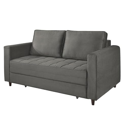 Sofá Cama Belize 2 Lugares Com Pés de Madeira e Rodízios Grafite