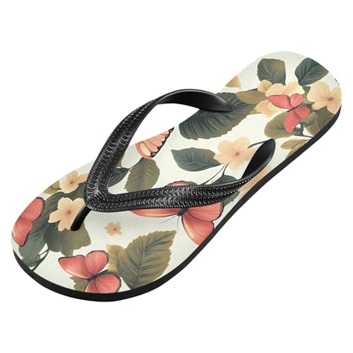 Burbuja Vibrant Floral Butterflies Flip Flops for Women Men, Soft Thong Sandals Rubber Slippers for Pool Beach Essentials2