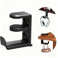 Janniyard Universal Headphone Stand, Desk Mount Holder with 360 Degree Swivel, Gaming Headset Organizer, Clamp-on Under Desk Hanger with Cable Clip for Office, Home (style1)