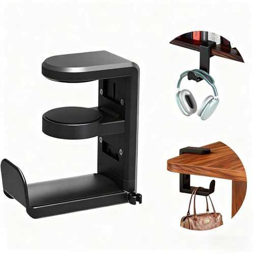 Universal Headphone Stand, Desk Mount Holder with 360 Degree Swiv...