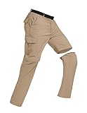 BondiTrekk Pantalones de senderismo para hombre, con cremallera, desmontables, transpirables, de secado rápido, pantalones funcionales de verano, caqui claro, XL