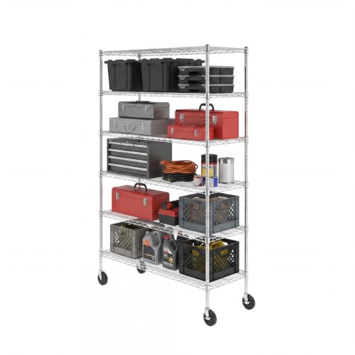SafeRacks 6-Tier Wire Shelving with Wheels, NSF Heavy Duty 4...