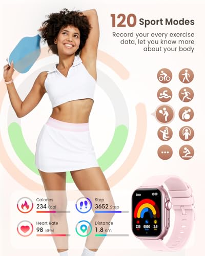 Image of Smart Watch for Women Men Fitness: Smartwatch for iPhone Android with SpO2 Blood Oxygen /Heart Rate Monitor, Sleep Tracking, Bluetooth Calls , 120+ Sports Modes, IP68, 2 Bands 30-Day Battery Life
