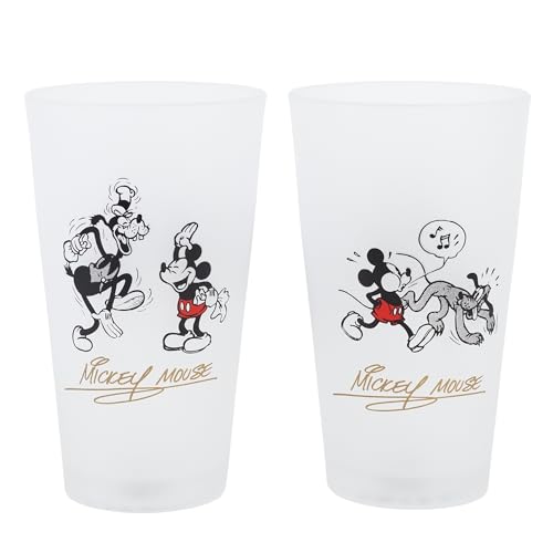 Stor Juego de 2 Vasos de Agua de Cristal de 490 ml de Mickey Mouse
