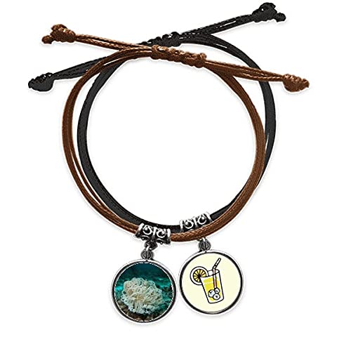 Bracelet corde méduse ocean green bijoux cuir photo nature