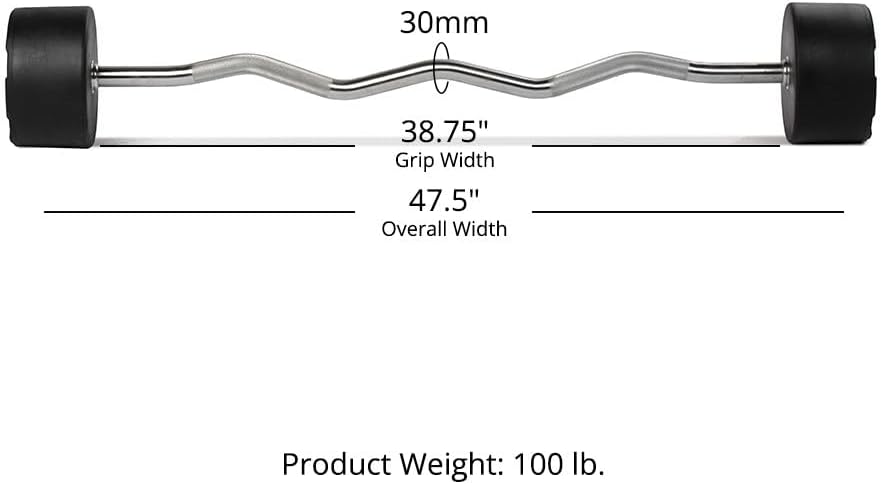 Rubber Curl Fixed Barbells, Pre-Loaded Weight Bar for Strength Training & Weightlifting