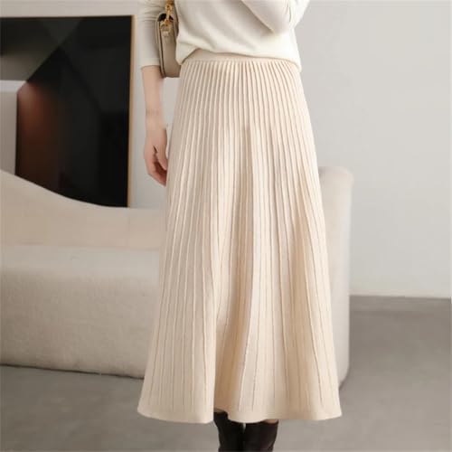 Women Wool A-Line Skirt Autumn Winter High Waist Loose Swing Knitted Umbrella Skirt4